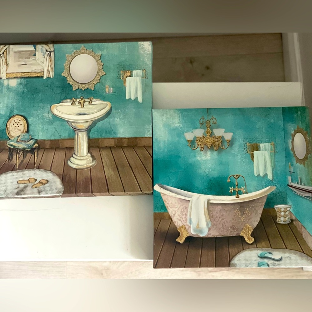 🔥 SOLD!! 🔥 2pc Bathroom Wall Decor - Picture 2 of 5